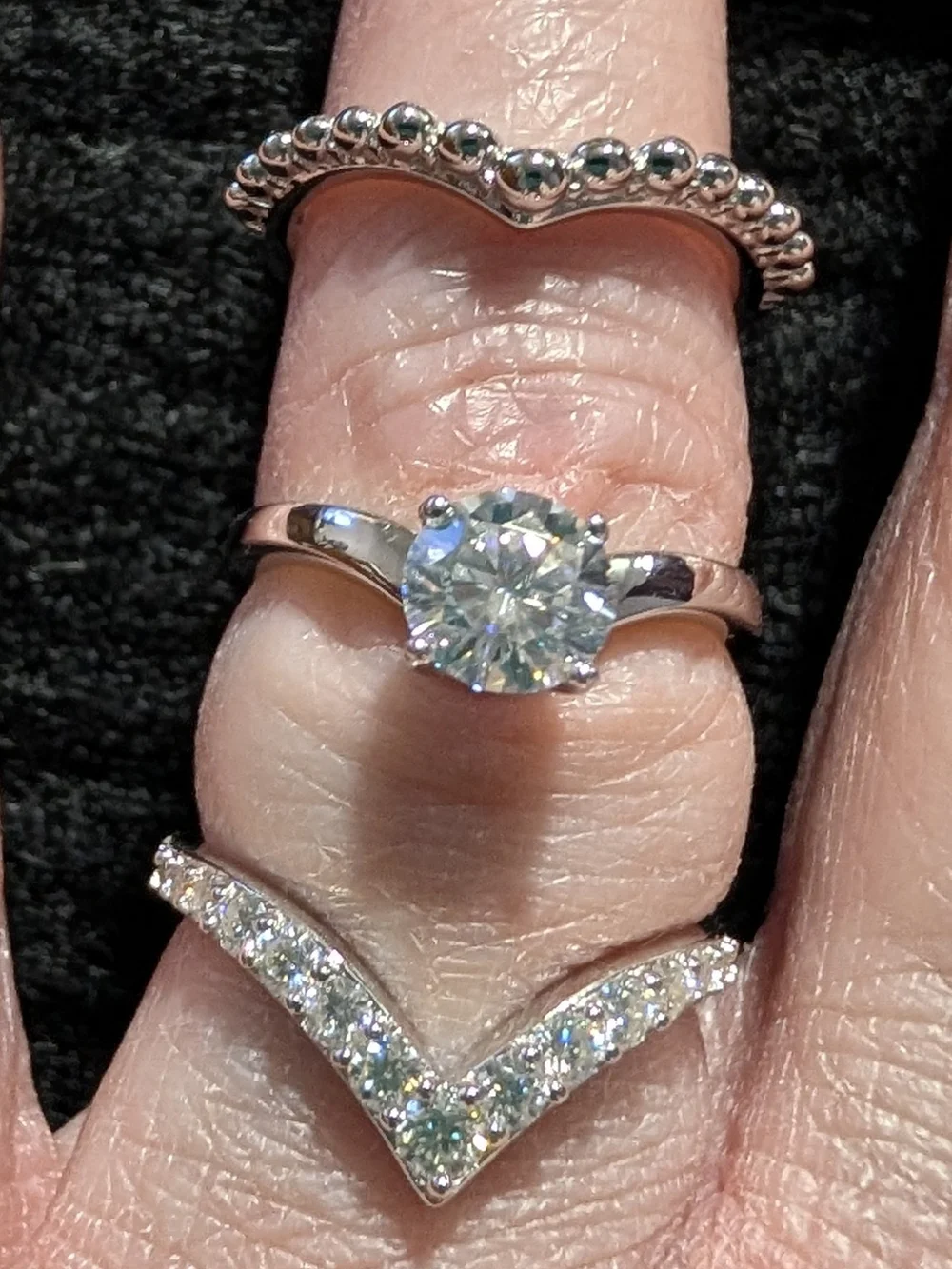 3-Piece Moissanite Ring, 1.26ctw diamond equivalent weight